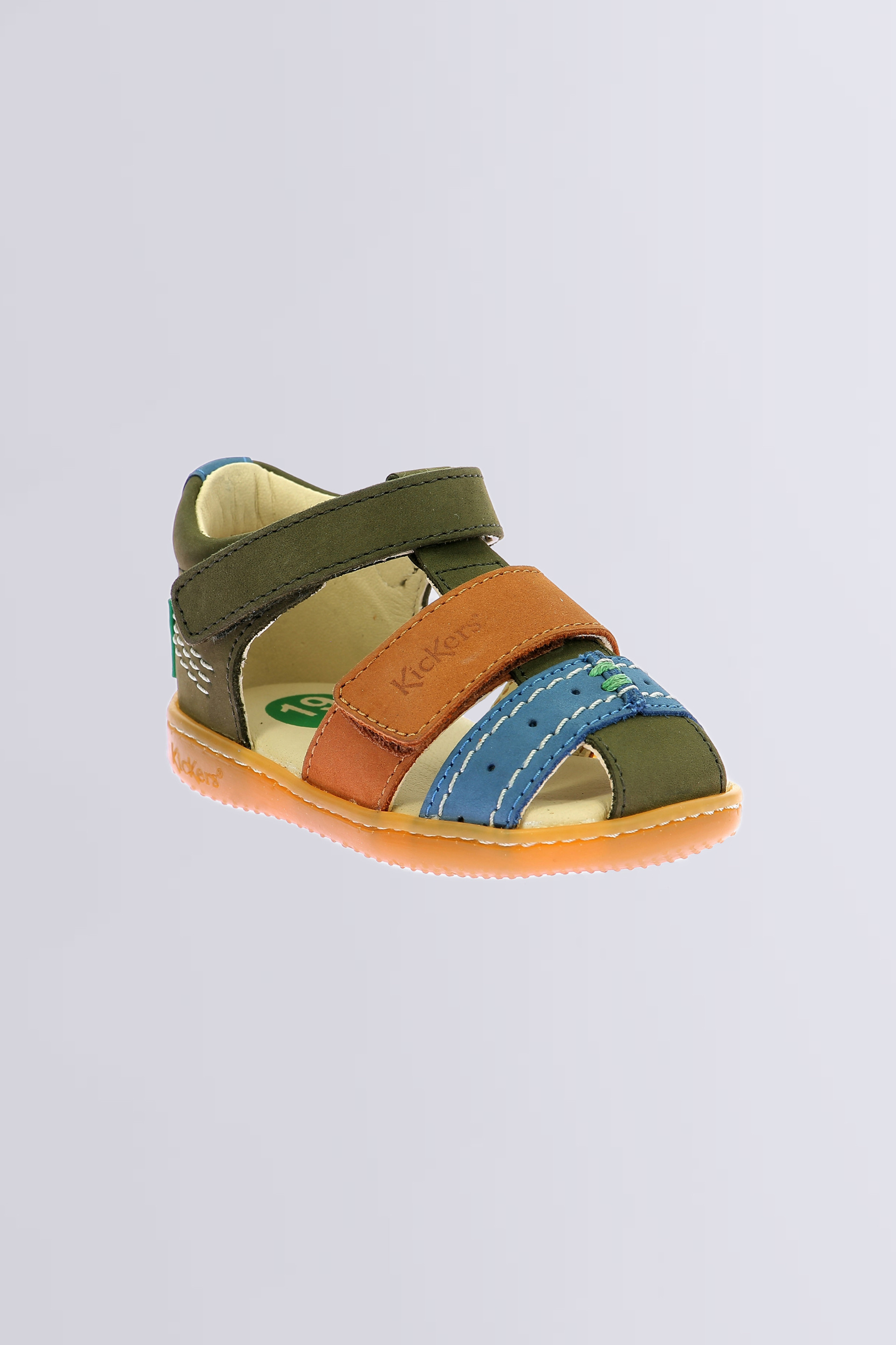 Kick Bazar - Sandales kaki, camel et bleu pour garçon de la marque Kickers  - Kids & Co © Officiel