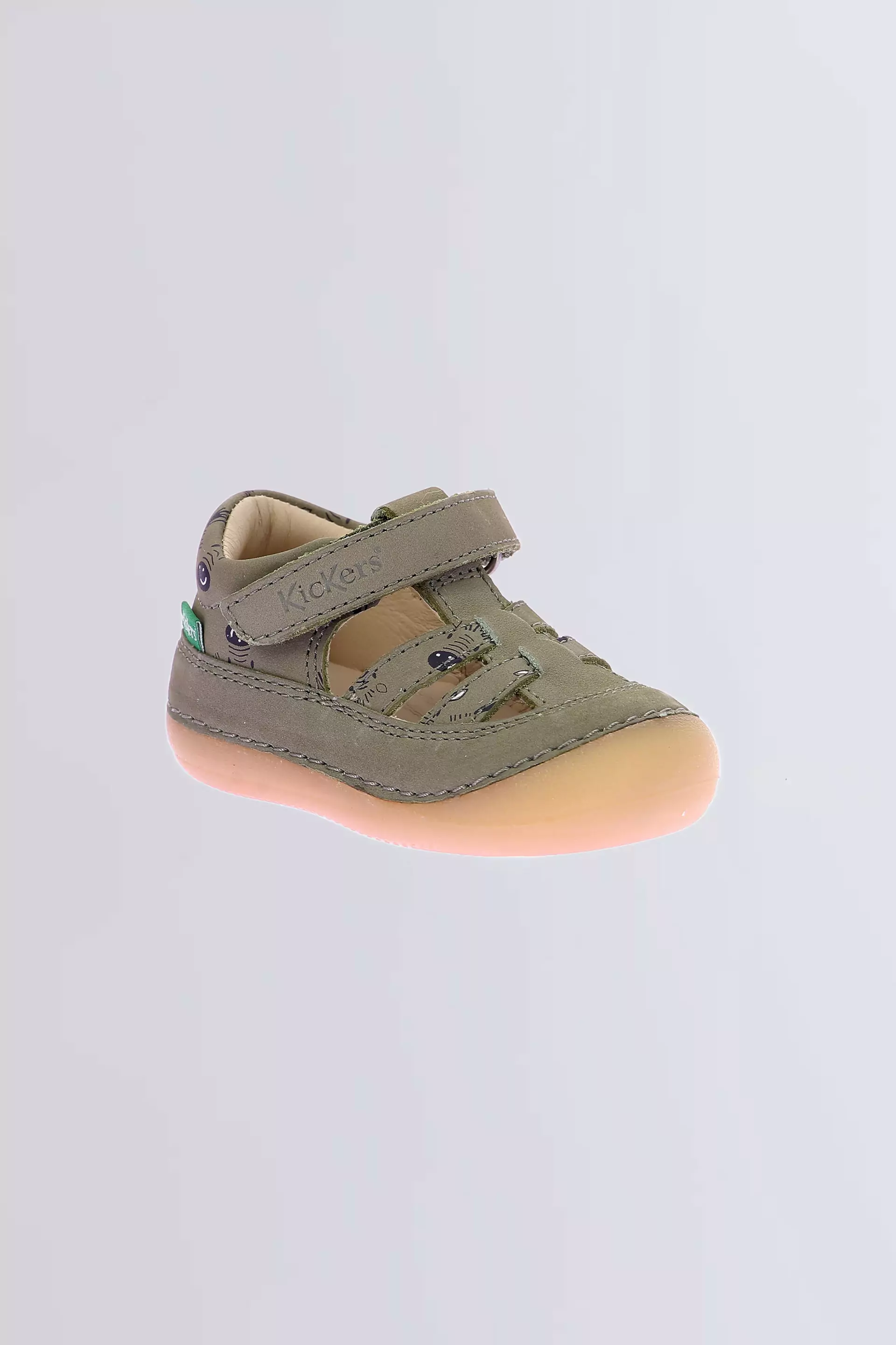 Kick Sushyk - Salomés kaki à imprimé zèbre pour garçon de la marque Kickers  - Kids & Co © Officiel