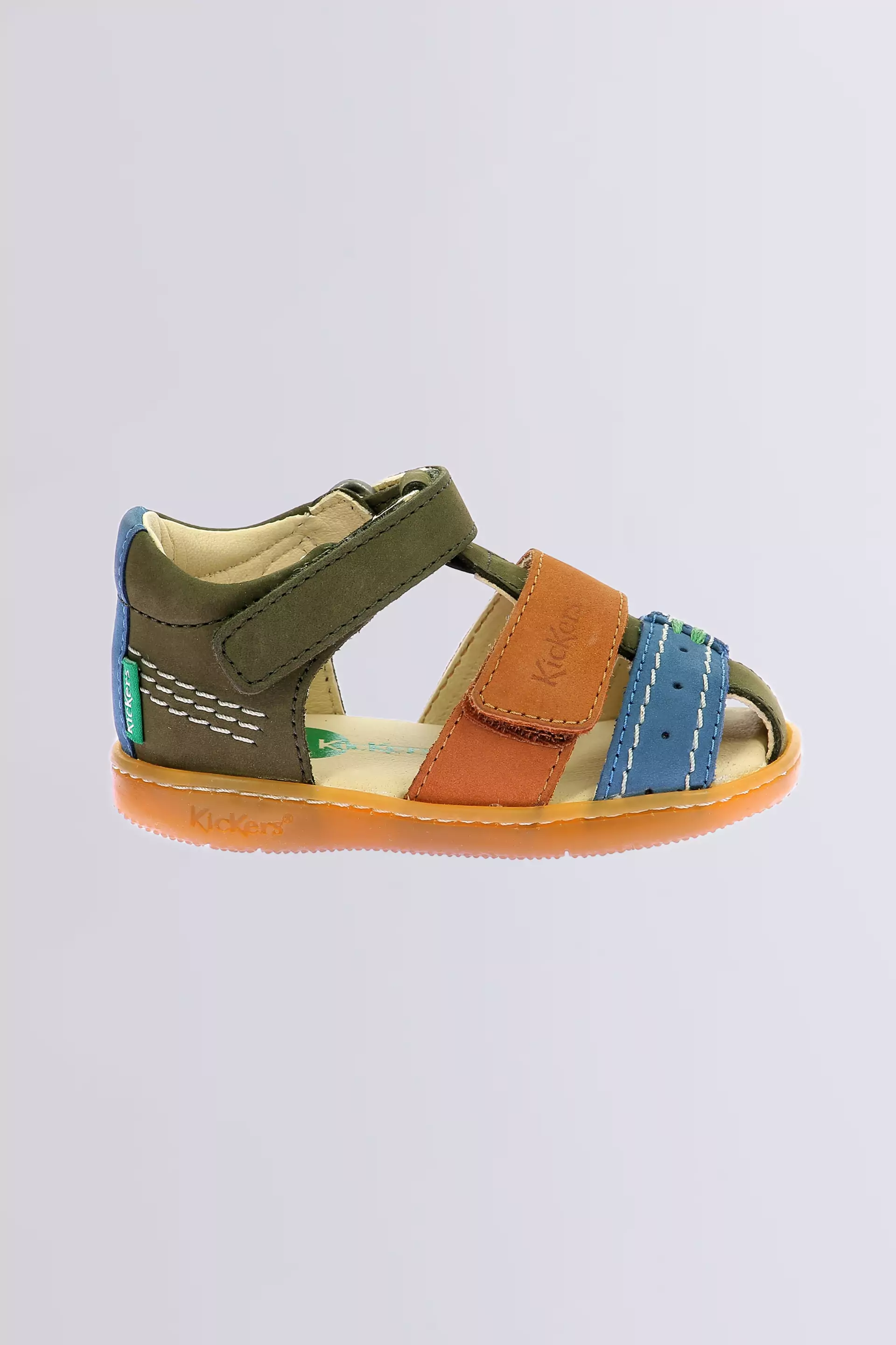 Kick Bazar - Sandales kaki, camel et bleu pour garçon de la marque Kickers  - Kids & Co © Officiel