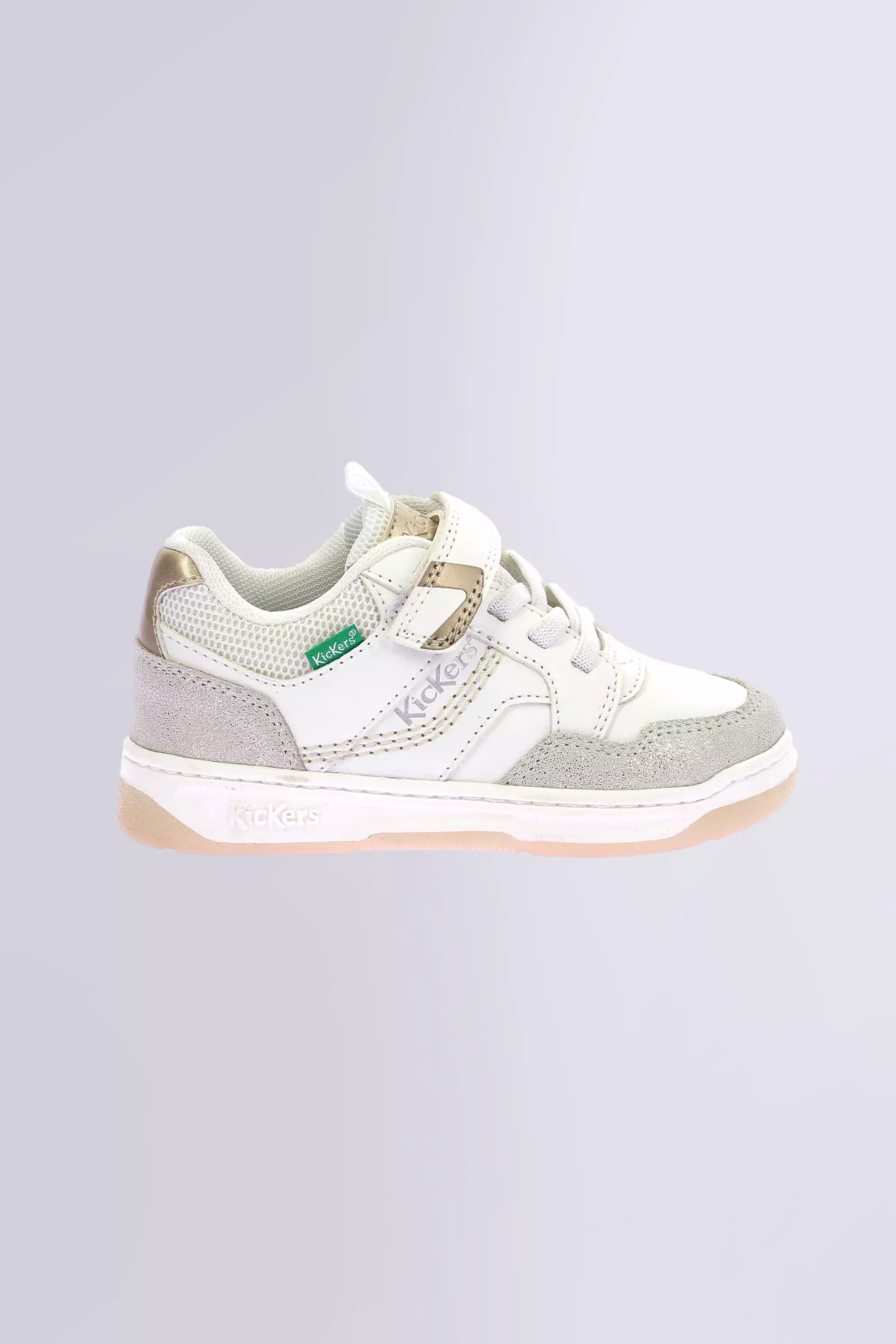 Kickarting - Baskets blanc, argent et or pour fille de la marque Kickers  - Kids & Co © Officiel