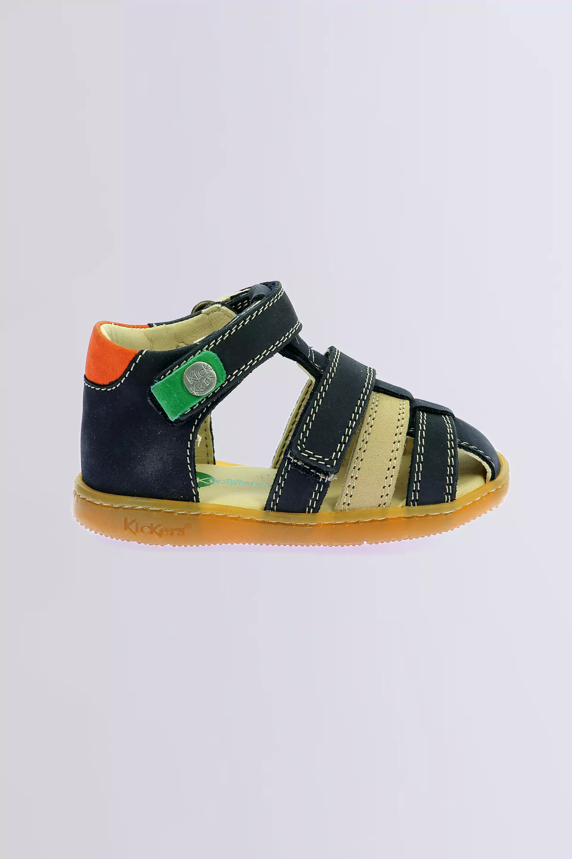 Kick Pod - Sandales marine, beige et orange pour garçon de la marque Kickers  - Kids & Co © Officiel