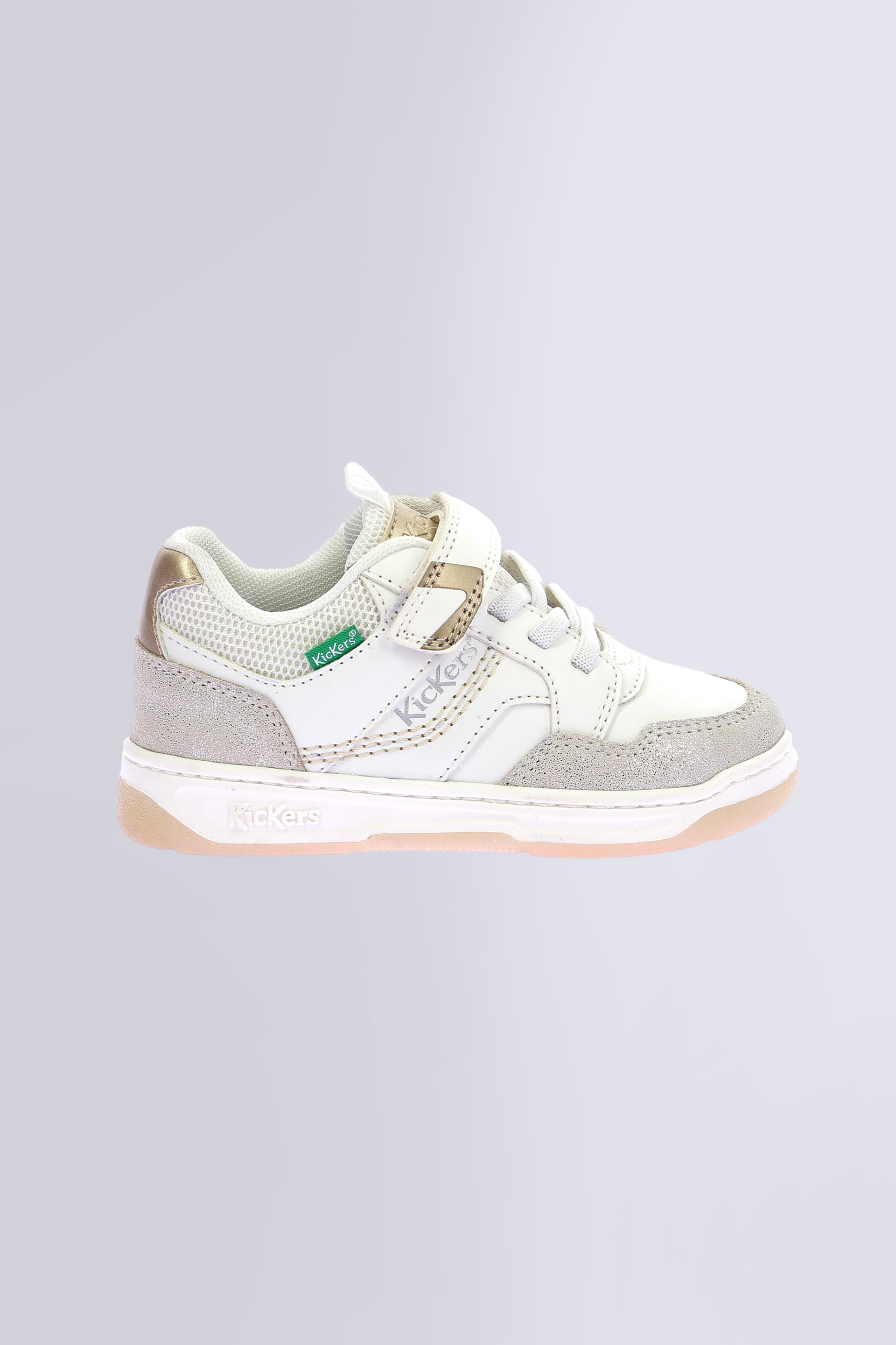 Kickarting - Baskets blanc, argent et or pour fille de la marque Kickers  - Kids & Co © Officiel