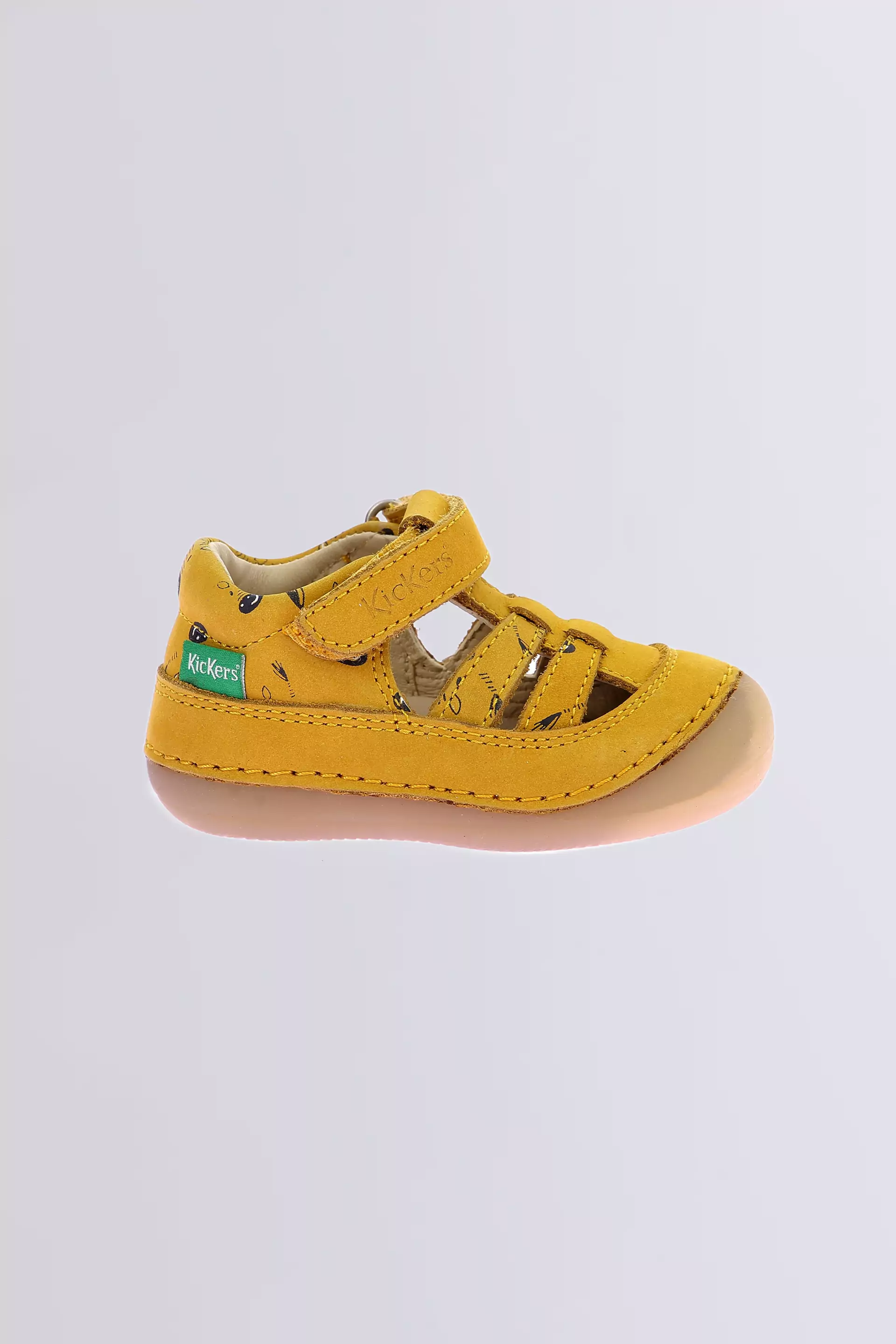 Kick Sushyk - Salomés jaune à imprimé zèbre pour garçon de la marque Kickers  - Kids & Co © Officiel