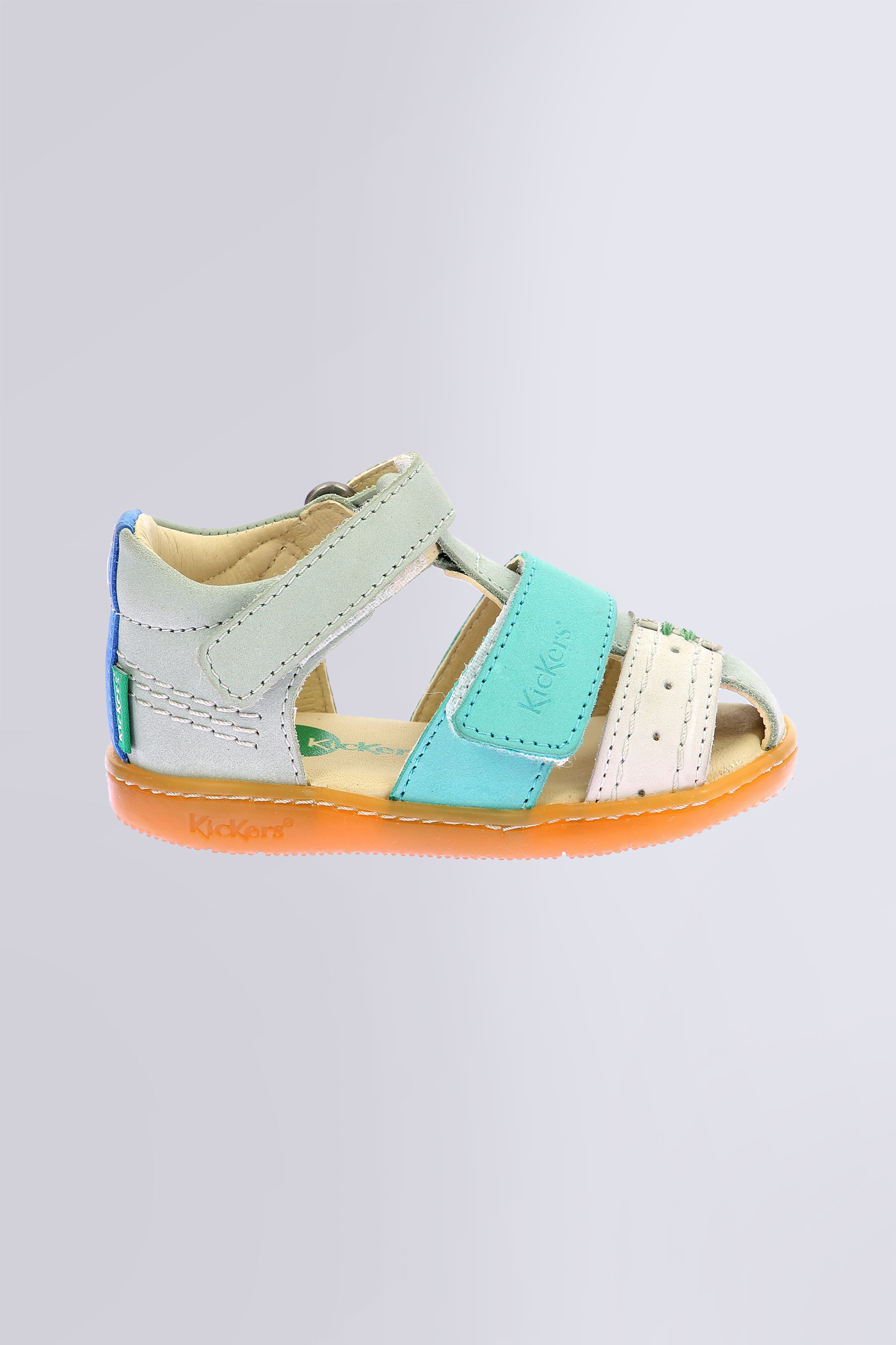 Kick Bazar - Sandales vert, blanc cassé et turquoise pour garçon de la marque Kickers  - Kids & Co © Officiel