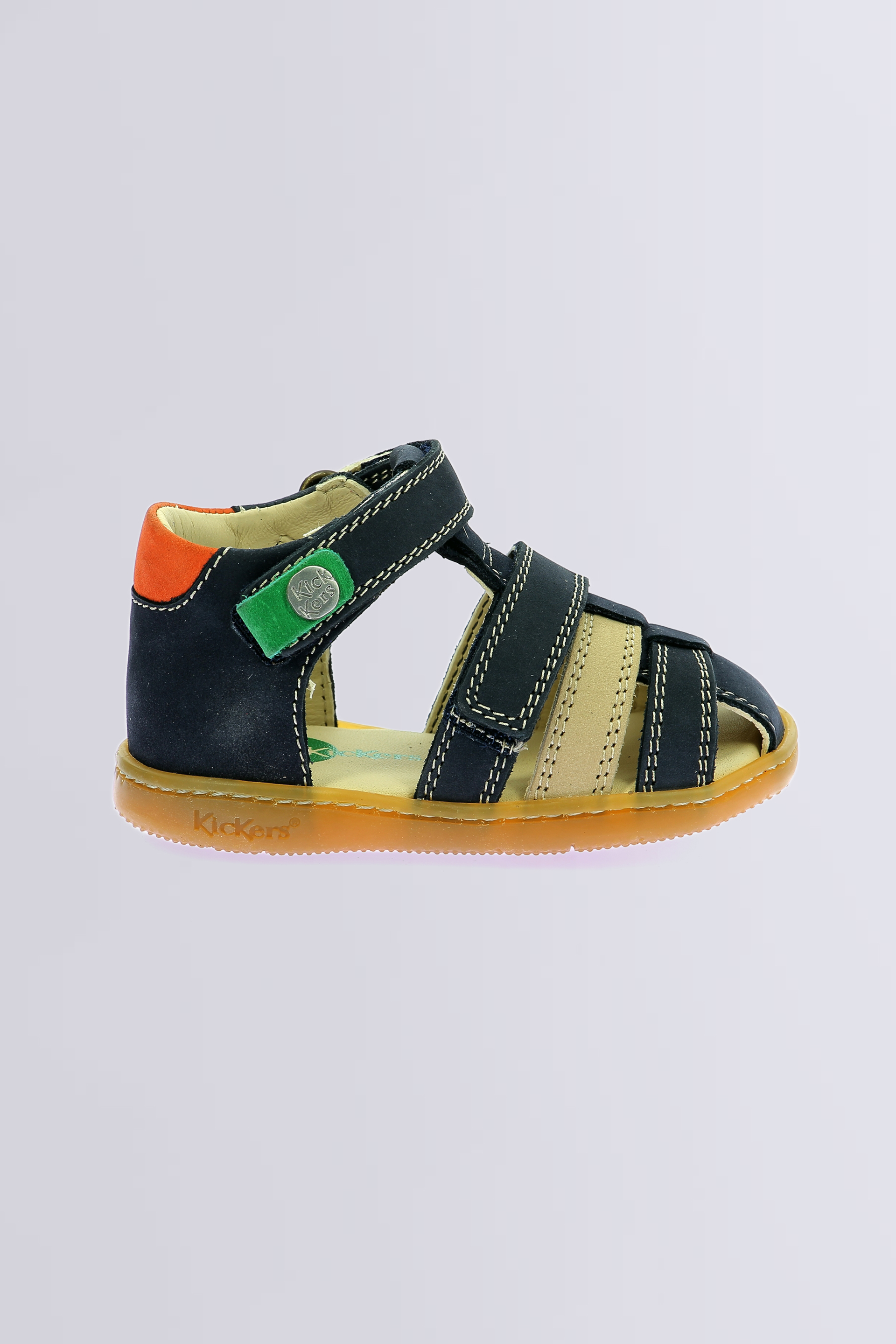 Kick Pod - Sandales marine, beige et orange pour garçon de la marque Kickers  - Kids & Co © Officiel