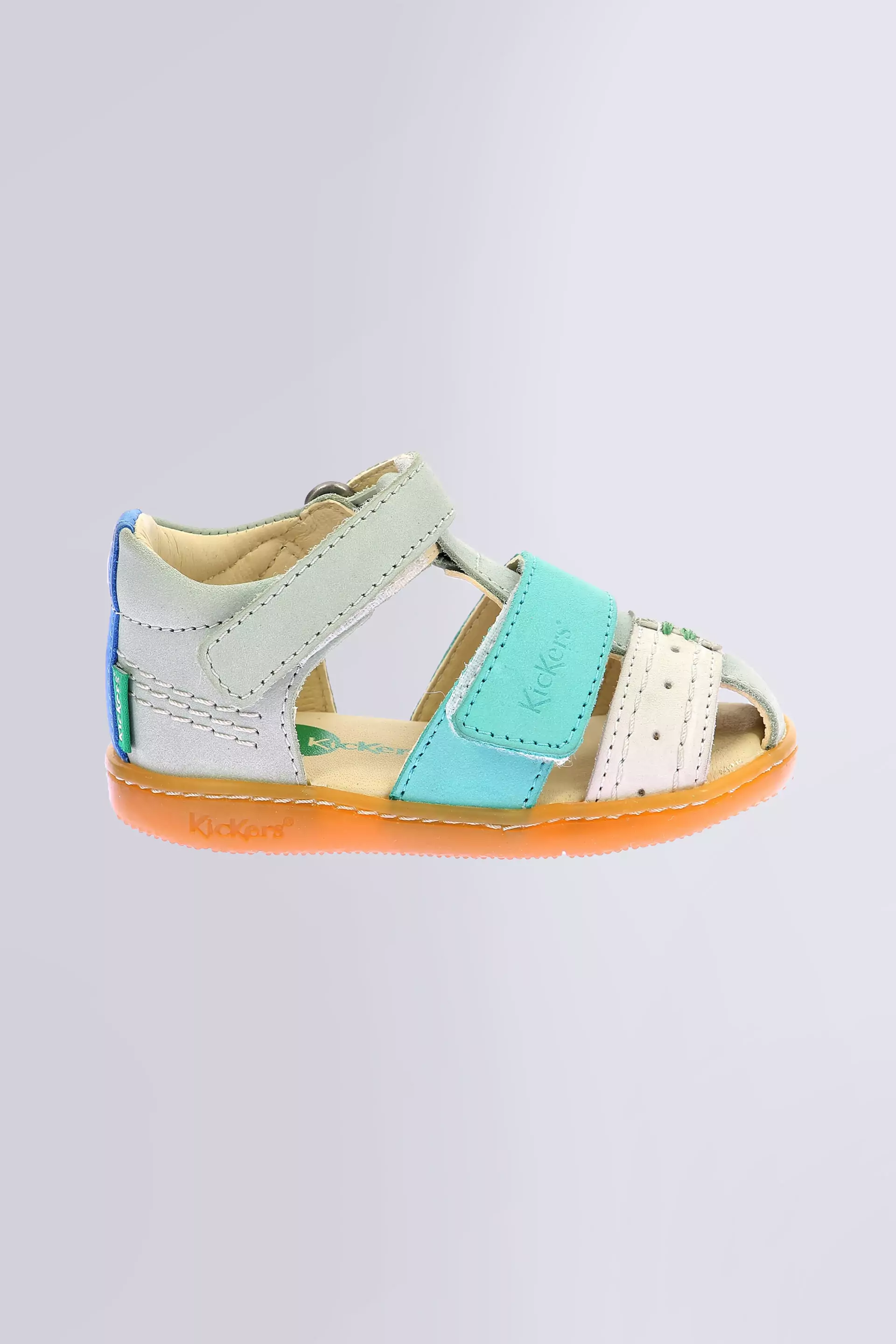 Kick Bazar - Sandales vert, blanc cassé et turquoise pour garçon de la marque Kickers  - Kids & Co © Officiel