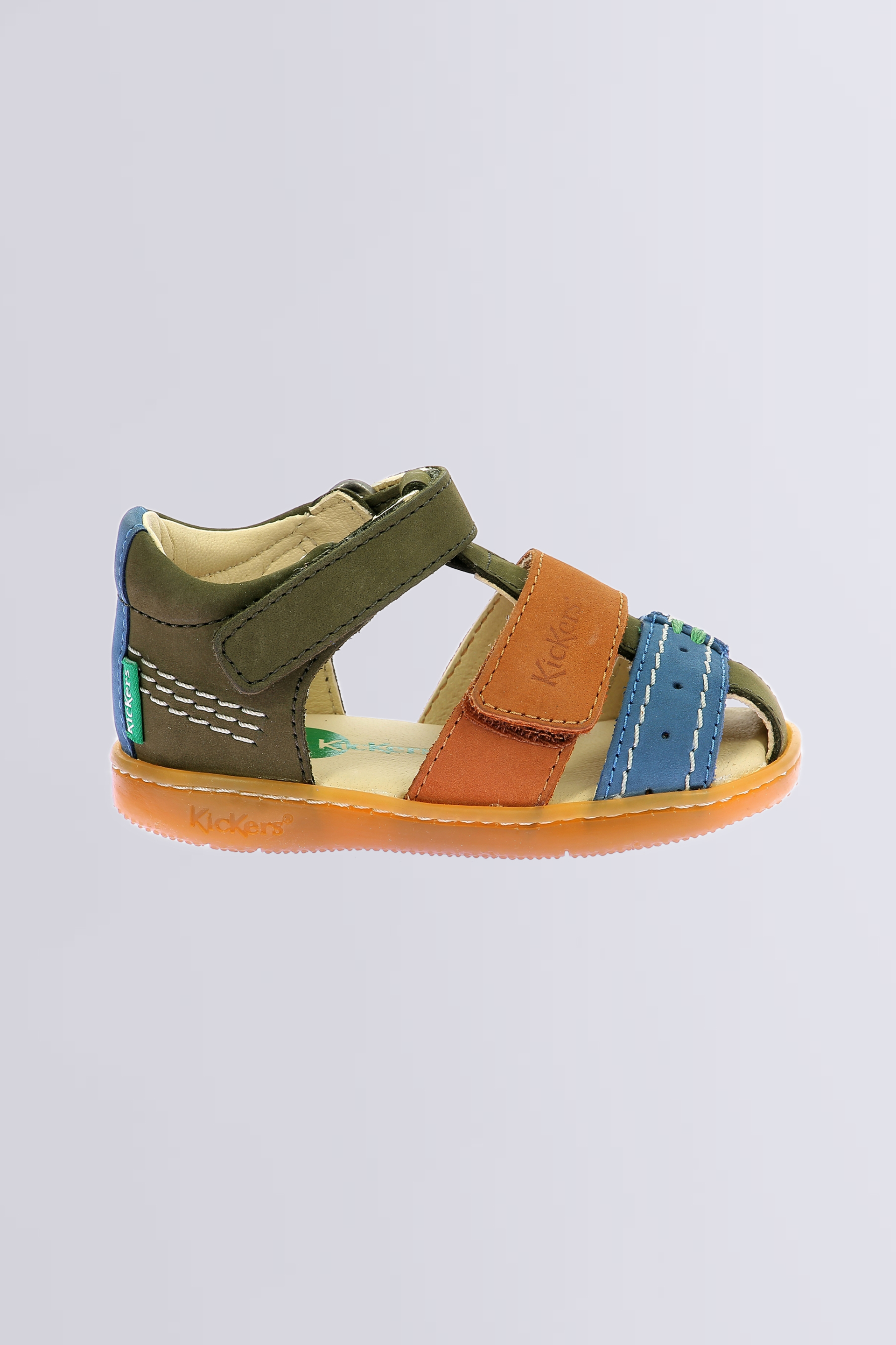 Kick Bazar - Sandales kaki, camel et bleu pour garçon de la marque Kickers  - Kids & Co © Officiel