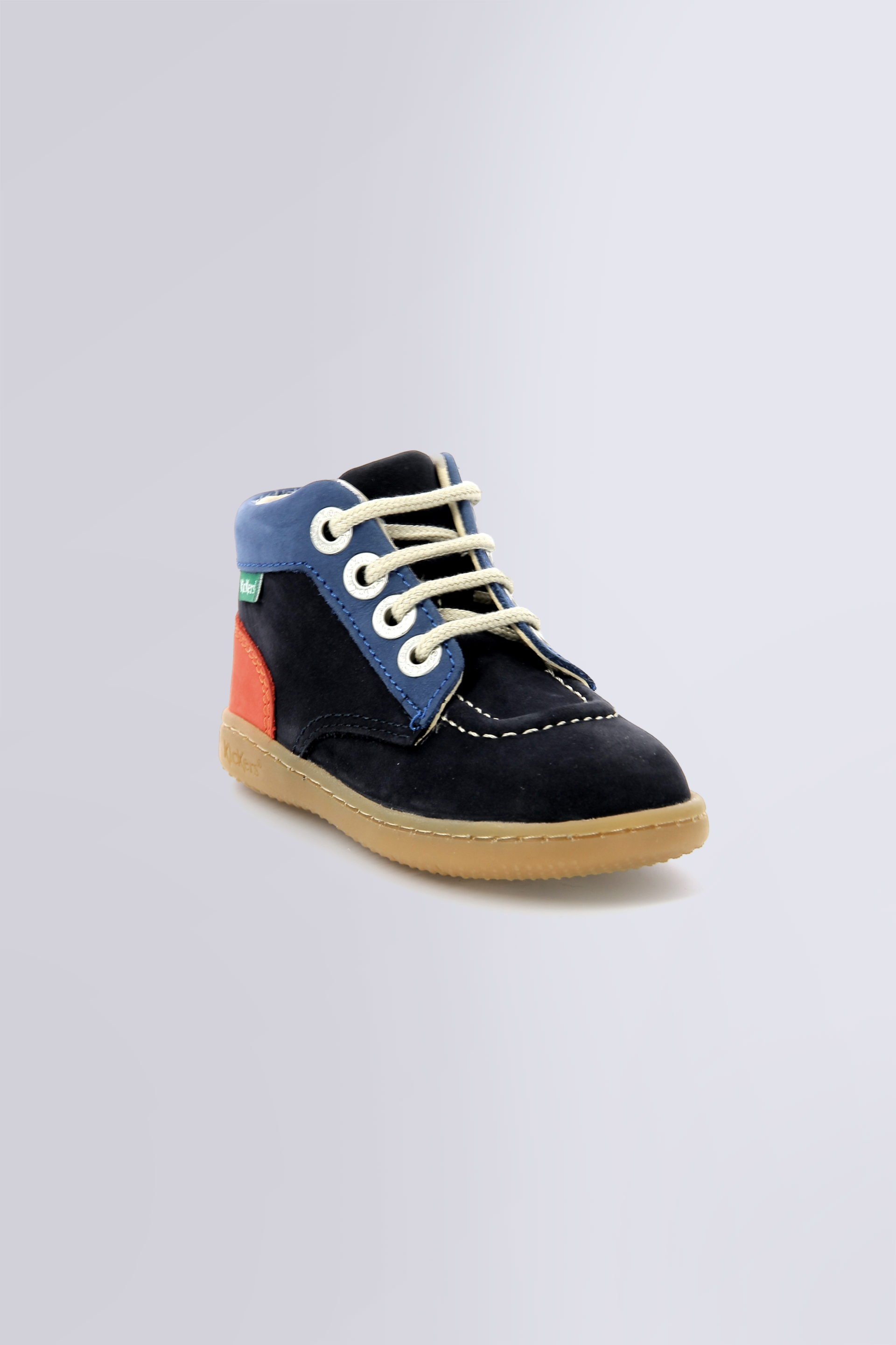 Kickiconic - Bottillons marine, orange et bleu pour garçon de la marque Kickers  - Kids & Co © Officiel