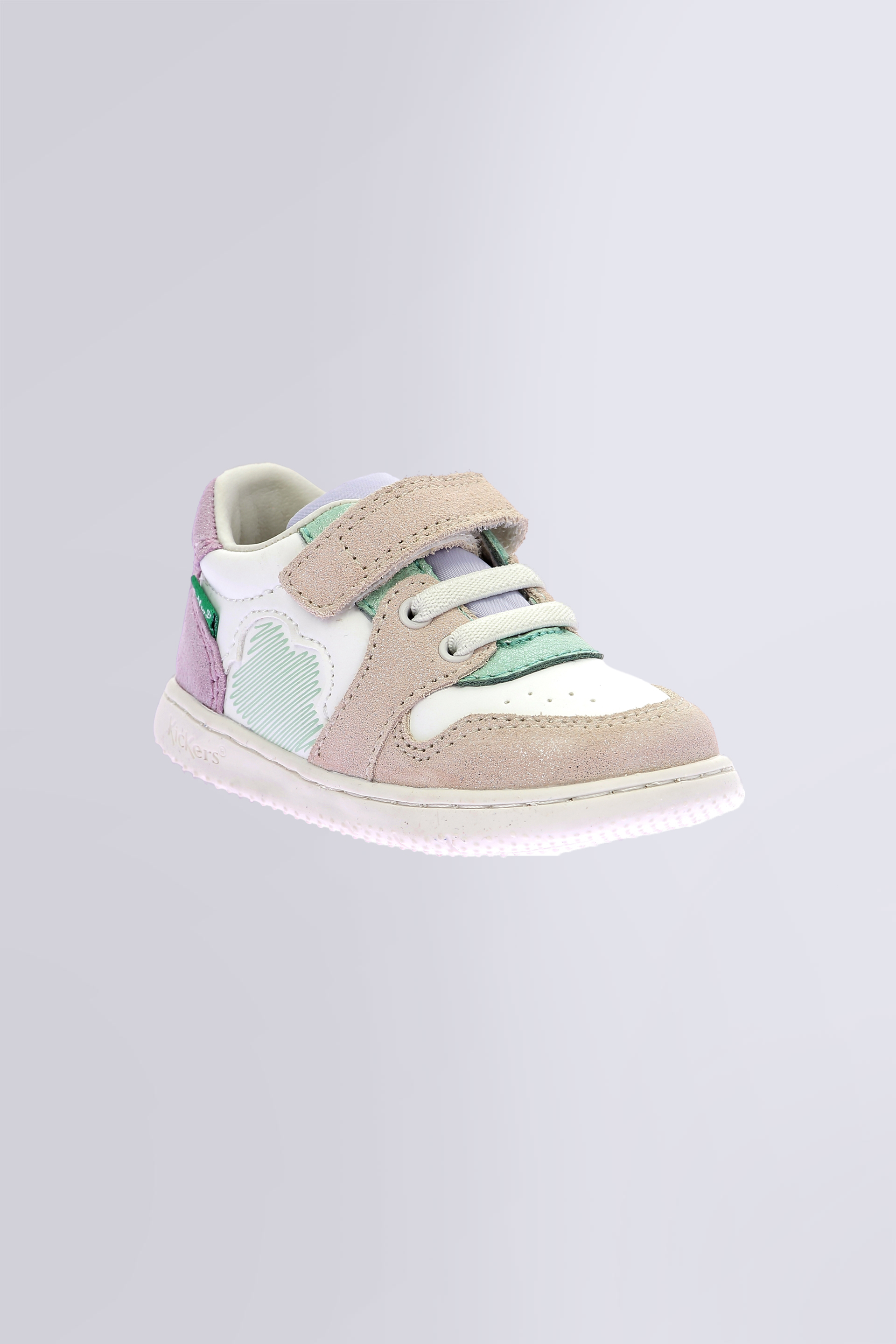 Kickbrownie - Baskets blanc, rose et vert pour fille de la marque Kickers  - Kids & Co © Officiel