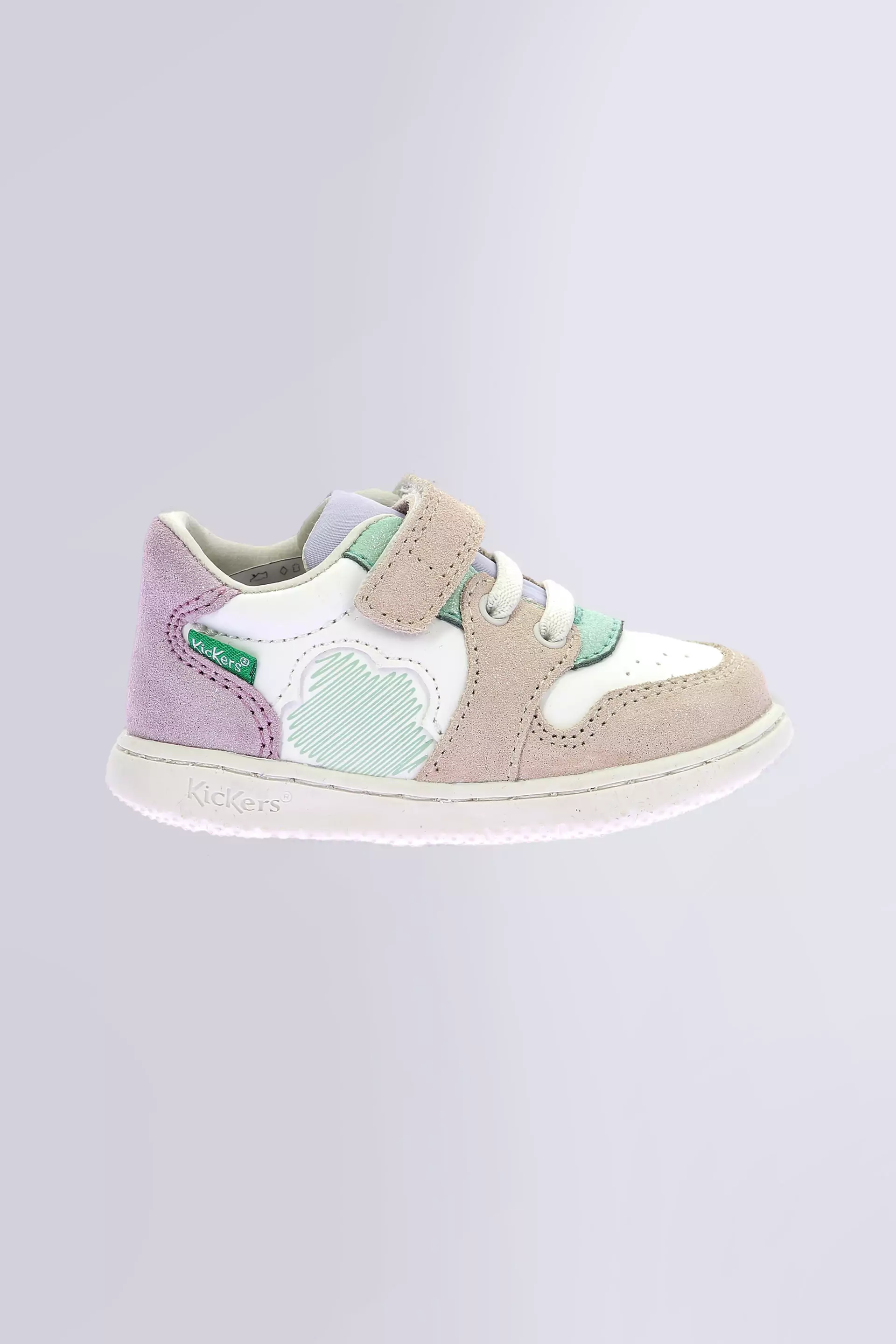Kickbrownie - Baskets blanc, rose et vert pour fille de la marque Kickers  - Kids & Co © Officiel