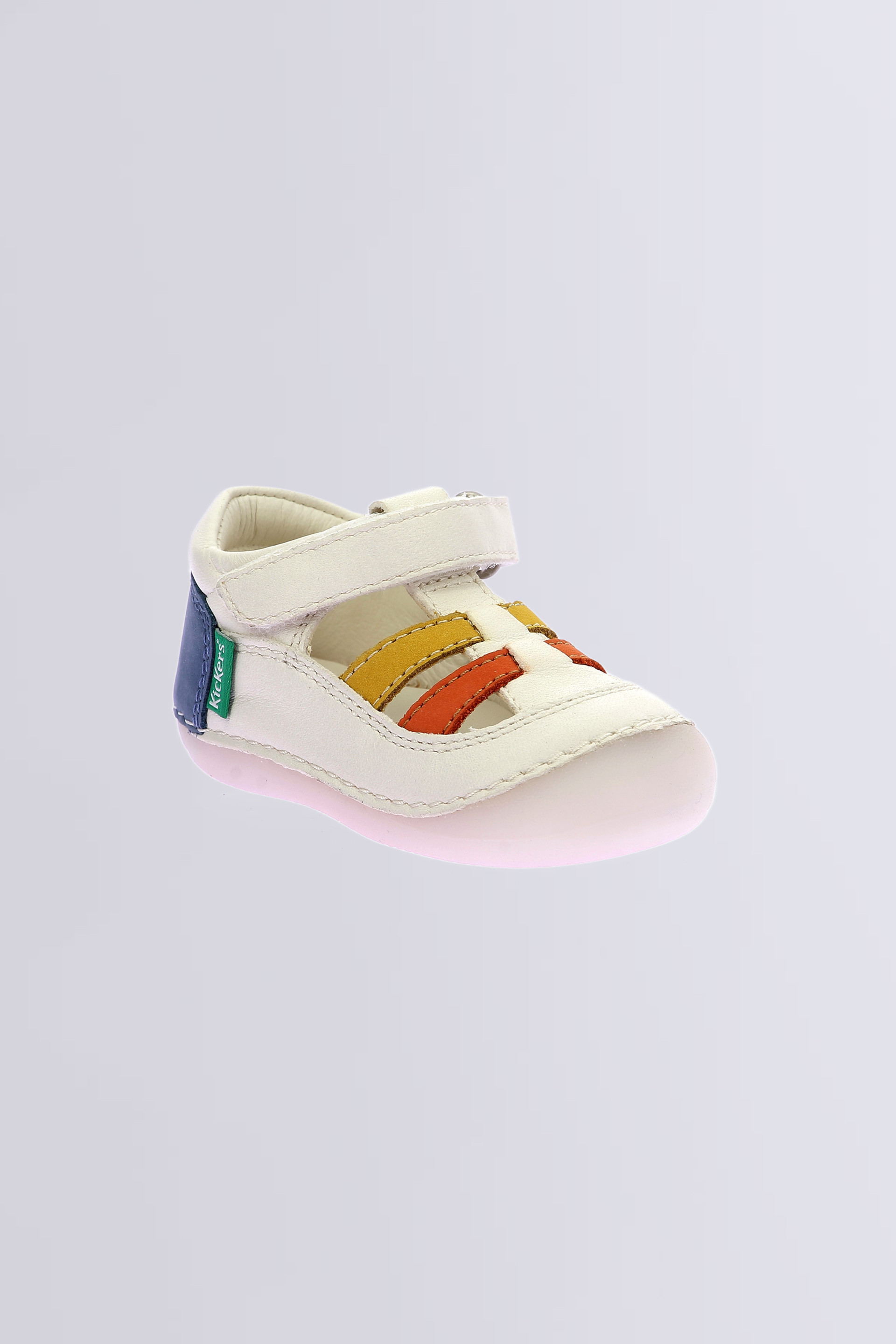 Sushy - Salomés blanc, jaune, orange et bleu pour garçon de la marque Kickers  - Kids & Co © Officiel