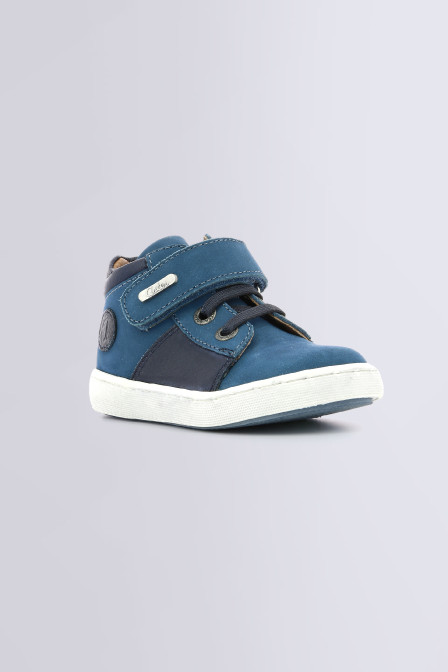 Baskets montantes pour garçon Soubi turquoise et marine - chaussures pour bébé de la marque Aster - Kids and Co Baskets montantes pour garçon Soubi turquoise et marine - chaussures pour bébé de la marque Aster - Kids and Co