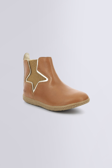 Vermillon - Boots camel et or pour fille de la marque Kickers - Kids & Co © Officiel Vermillon - Boots camel et or pour fille de la marque Kickers - Kids & Co © Officiel