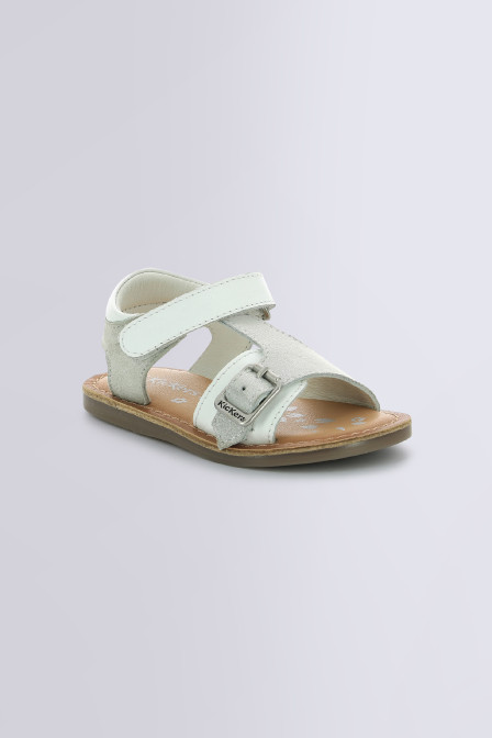 Diazz - Sandales blanc et argent métallisé pour fille de la marque Kickers  - Kids & Co © Officiel Diazz - Sandales blanc et argent métallisé pour fille de la marque Kickers  - Kids & Co © Officiel