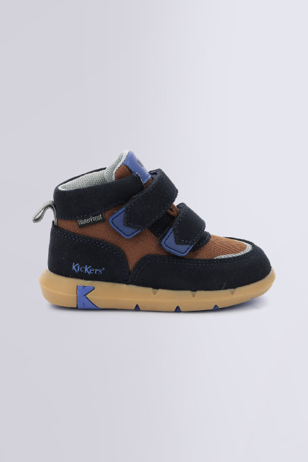 Junibo - Sneakers hautes marine et marron pour garçon de la marque Kickers  - Kids & Co © Officiel