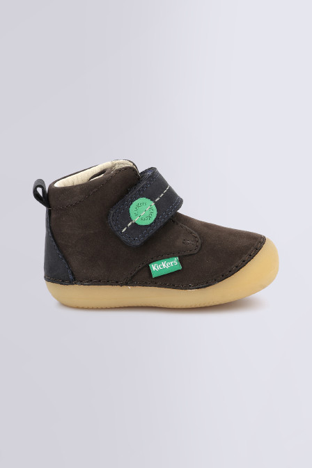 Bottillons en cuir Kickers Kikood vert bébé garçon