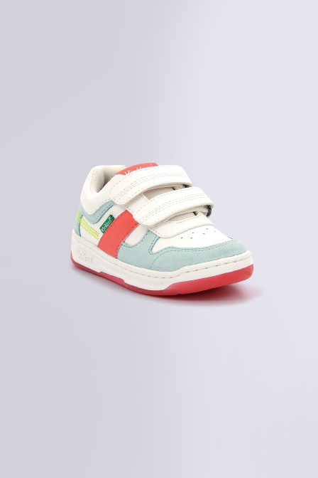 Kalido - Sneakers blanc, rose et bleu pour fille et garçon de la marque Kickers  - Kids & Co © Officiel