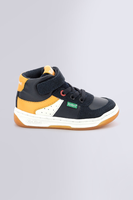 Kickalien - Sneakers hautes marine, blanc et orange pour garçon de la marque Kickers  - Kids & Co © Officiel