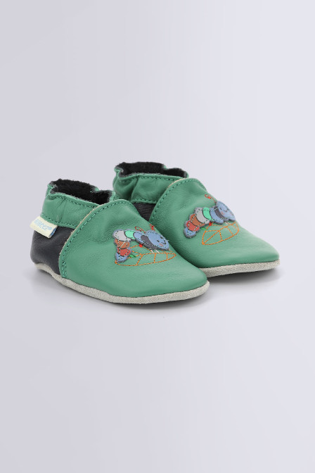 Chaussons enfant - ROBEEZ - Classicar - Cuir - Bleu - Marine