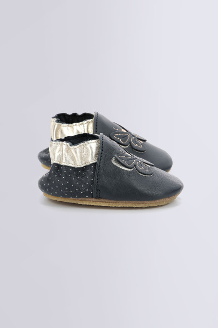Chaussons Cuir Souple Robeez Fille Sweet Hearts - PitShoes