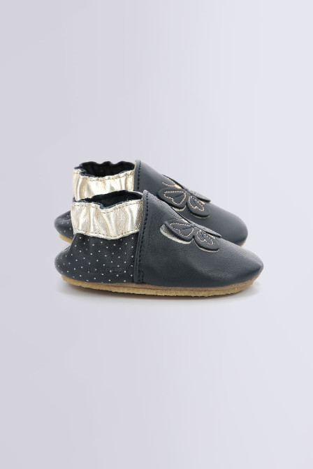 Chaussons Robeez bleu motif fusée - Maison Continuum