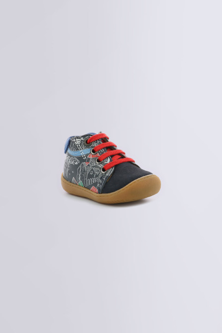 Bottillons pour garçon Pyoso marine foncé imprimé - chaussures pour bébé de la marque Aster - Kids and Co Bottillons pour garçon Pyoso marine foncé imprimé - chaussures pour bébé de la marque Aster - Kids and Co
