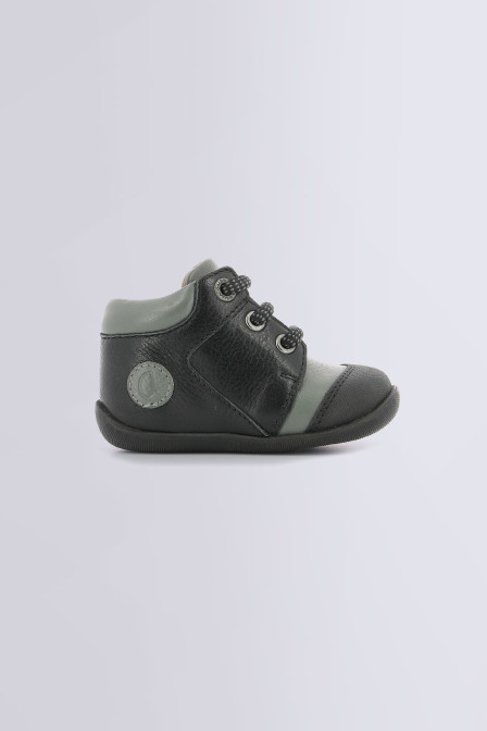 Bottillons pour garçon Didié gris et noir - chaussures pour bébé de la marque Aster - Kids and Co