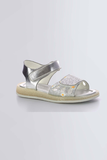 Liboo - Sandales argent glitter à fleurs pour fille de la marque Mod 8  - Kids & Co © Officiel Liboo - Sandales argent glitter à fleurs pour fille de la marque Mod 8  - Kids & Co © Officiel