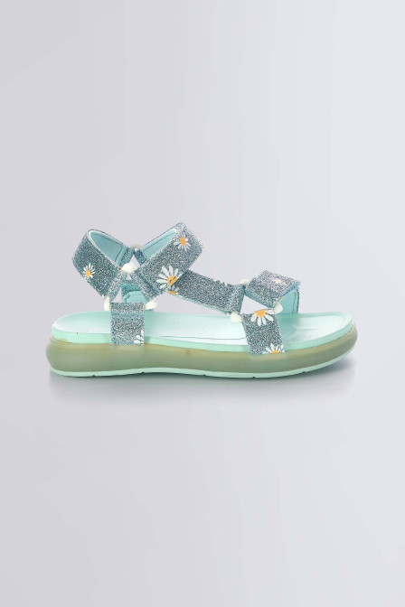 Lamis - Sandales bleu glitter à fleurs pour fille de la marque Mod 8  - Kids & Co © Officiel