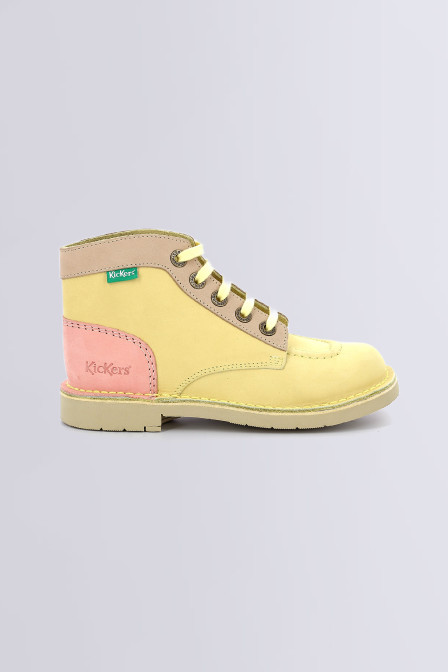 Kick Col - Bottillons jaune et rose pour fille de la marque Kickers  - Kids & Co © Officiel