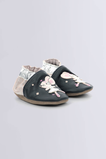 Dancing Mouse - Chaussons marine et rose pour fille de la marque Robeez  - Kids & Co © Officiel Dancing Mouse - Chaussons marine et rose pour fille de la marque Robeez  - Kids & Co © Officiel