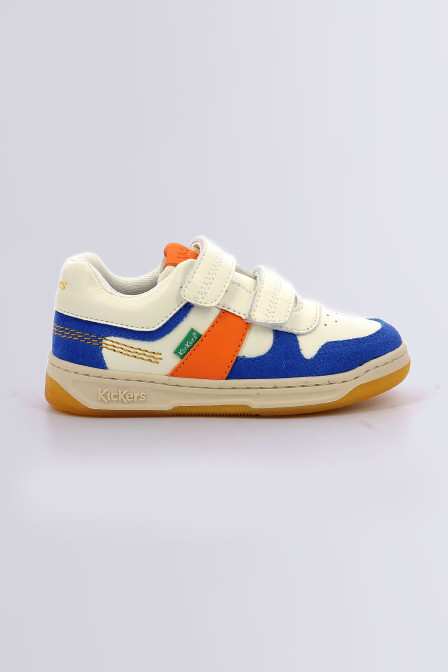 Kalido - Sneakers blanc, bleu et orange pour garçon de la marque Kickers  - Kids & Co © Officiel
