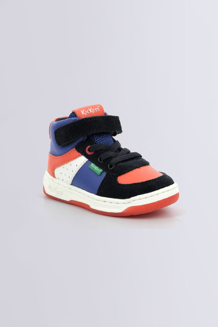 Kickalien - Sneakers hautes marine, bleu et orange pour garçon de la marque Kickers  - Kids & Co © Officiel