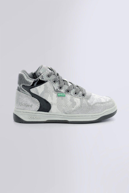 Kicklax - Sneakers hautes argent et noir pour fille de la marque Kickers  - Kids & Co © Officiel