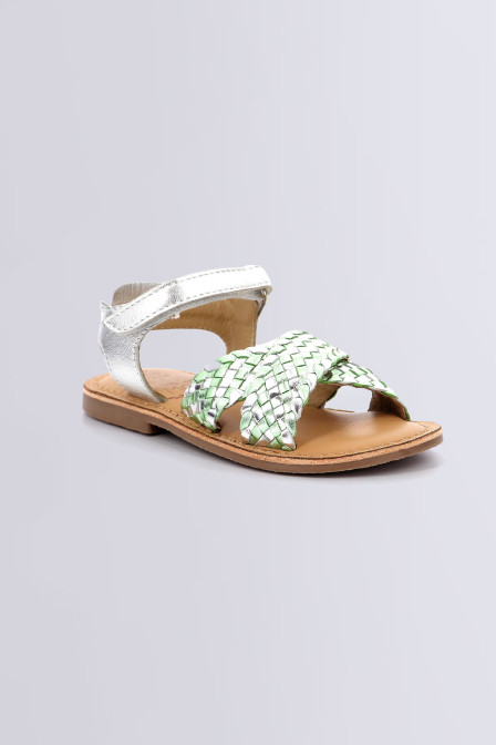 Canibraid - Sandales argent et vert clair pour fille de la marque Mod 8  - Kids & Co © Officiel Canibraid - Sandales argent et vert clair pour fille de la marque Mod 8  - Kids & Co © Officiel