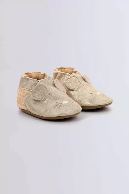 Mouse Nose - Chaussons or et rose pour fille de la marque Robeez  - Kids & Co © Officiel Mouse Nose - Chaussons or et rose pour fille de la marque Robeez  - Kids & Co © Officiel