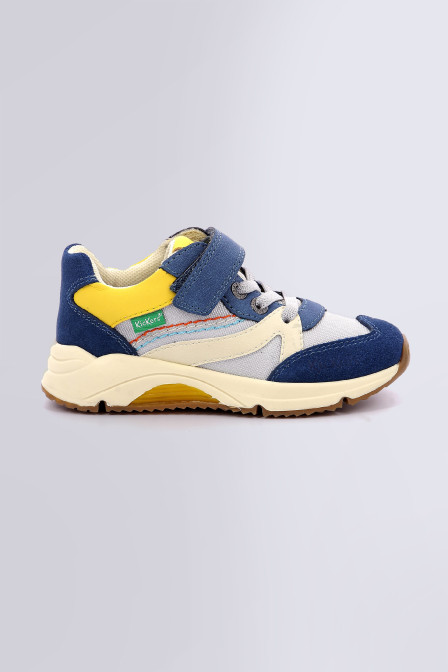 Runrun - Sneakers bleu et jaune pour garçon de la marque Kickers  - Kids & Co © Officiel