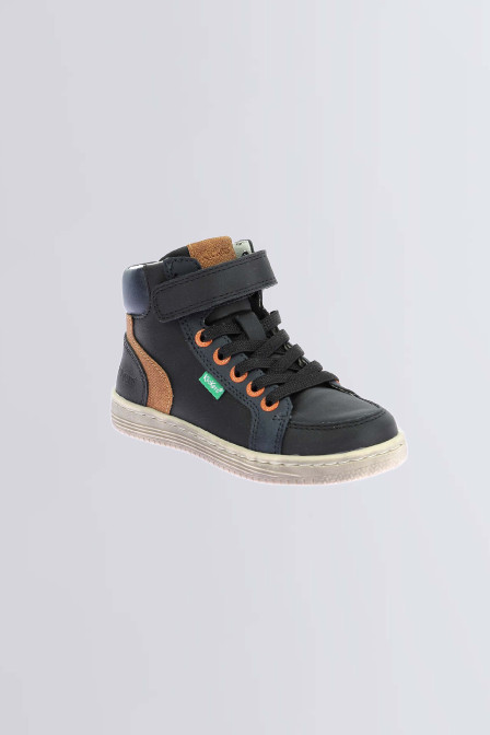 Lolastic - Sneakers hautes noir, camel et marine pour fille de la marque Kickers  - Kids & Co © Officiel Lolastic - Sneakers hautes noir, camel et marine pour fille de la marque Kickers  - Kids & Co © Officiel
