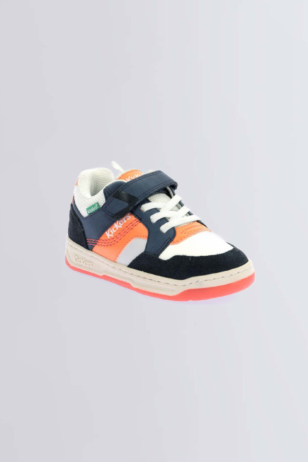 Kickarting - Sneakers marine, blanc et orange pour fille et garçon de la marque Kickers  - Kids & Co © Officiel