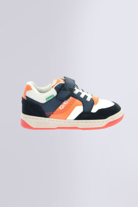 Kickarting - Sneakers marine, blanc et orange pour fille et garçon de la marque Kickers  - Kids & Co © Officiel