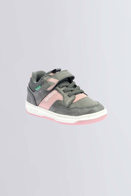 Kickarting - Sneakers gris, rose et argent pour fille de la marque Kickers  - Kids & Co © Officiel