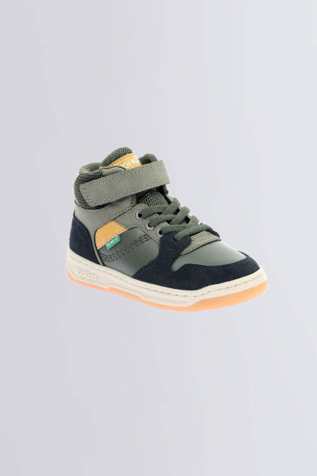 Kickado - Sneakers hautes kaki, marine et camel pour fille et garçon de la marque Kickers  - Kids & Co © Officiel Kickado - Sneakers hautes kaki, marine et camel pour fille et garçon de la marque Kickers  - Kids & Co © Officiel