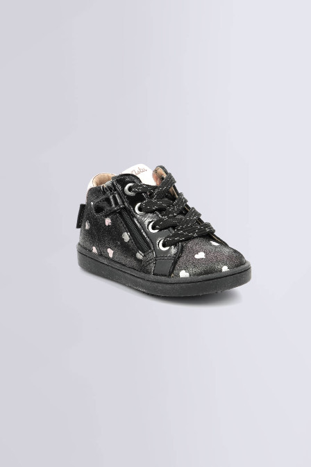 Wouhou noir imprimé coeurs - baskets pour fille - Kids & Co © Wouhou noir imprimé coeurs - baskets pour fille - Kids & Co ©